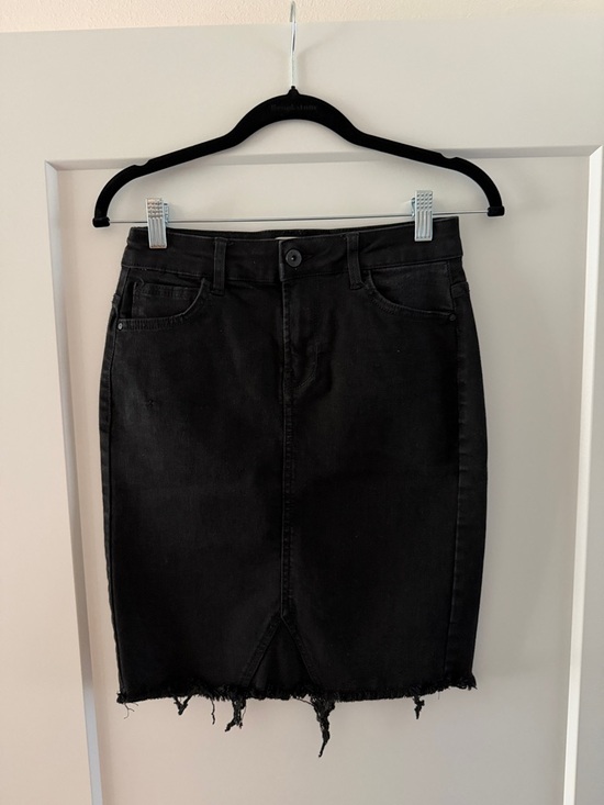Only Dresses & Skirts - ONLY Black Denim Pencil Skirt with Subtle Distressing